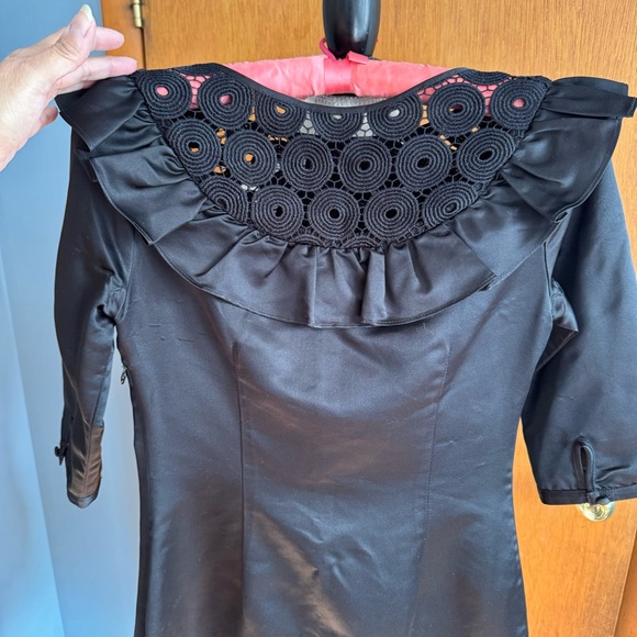Loeffler Randall 100% silk black dresss lace collar decoration size 4 - Picture 9 of 13